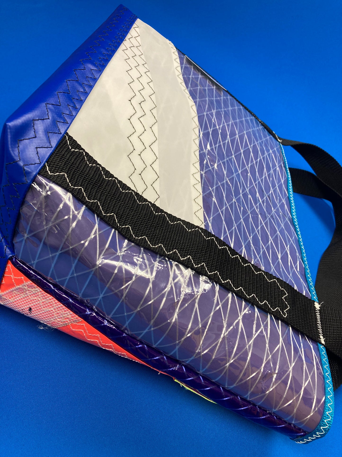 Stand up tote 179 purple blue  orange cinch top