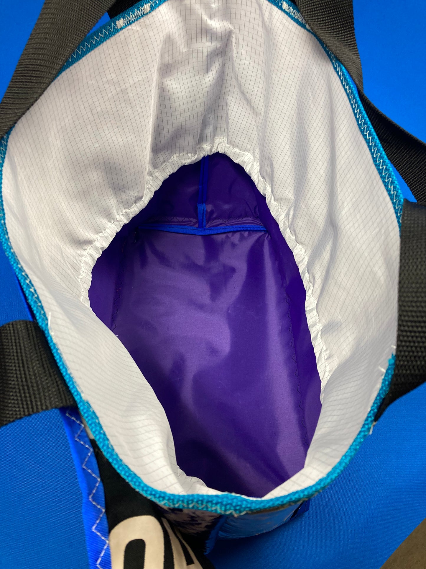 Stand up tote 179 purple blue  orange cinch top