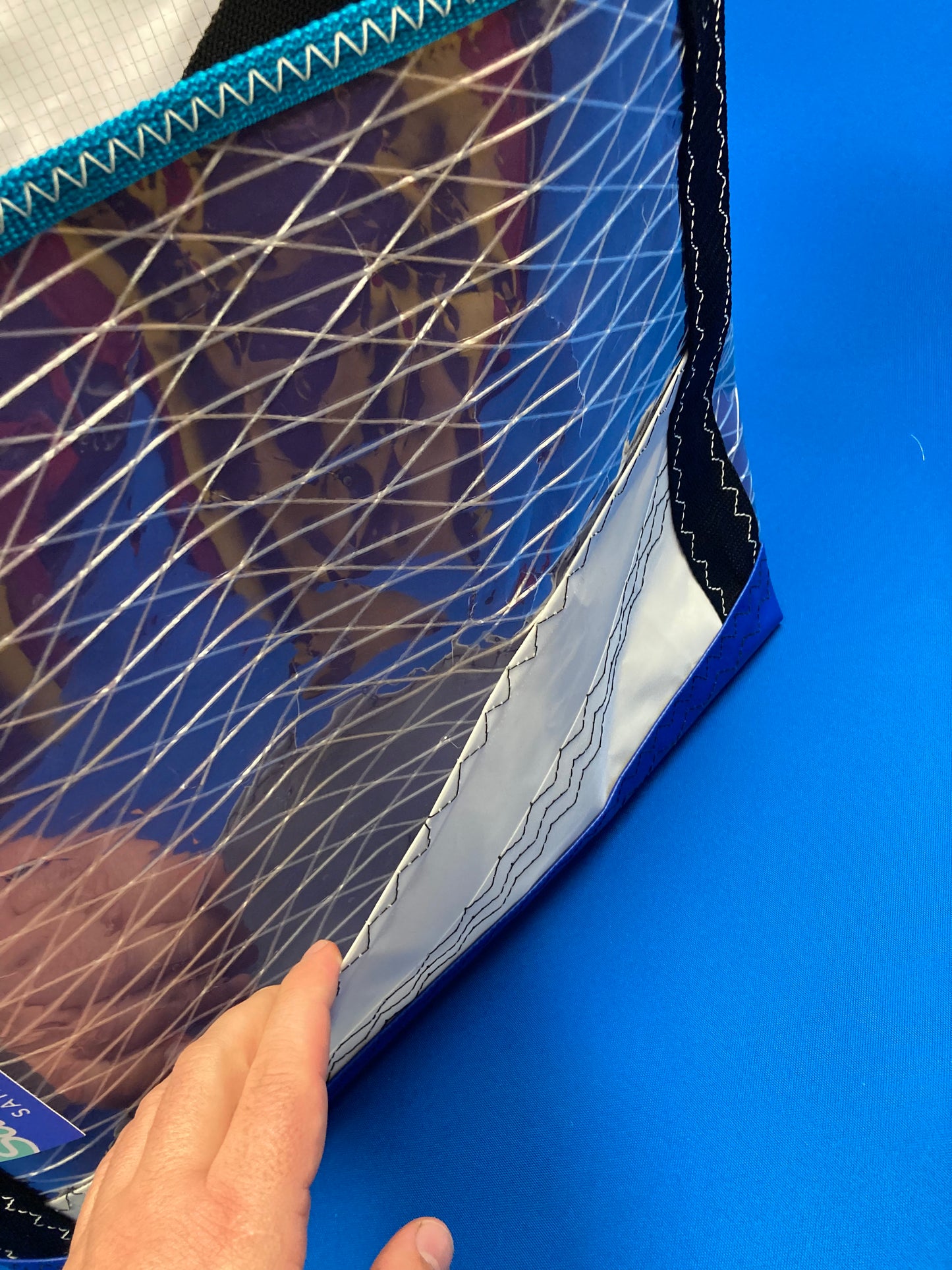 Stand up tote 179 purple blue  orange cinch top