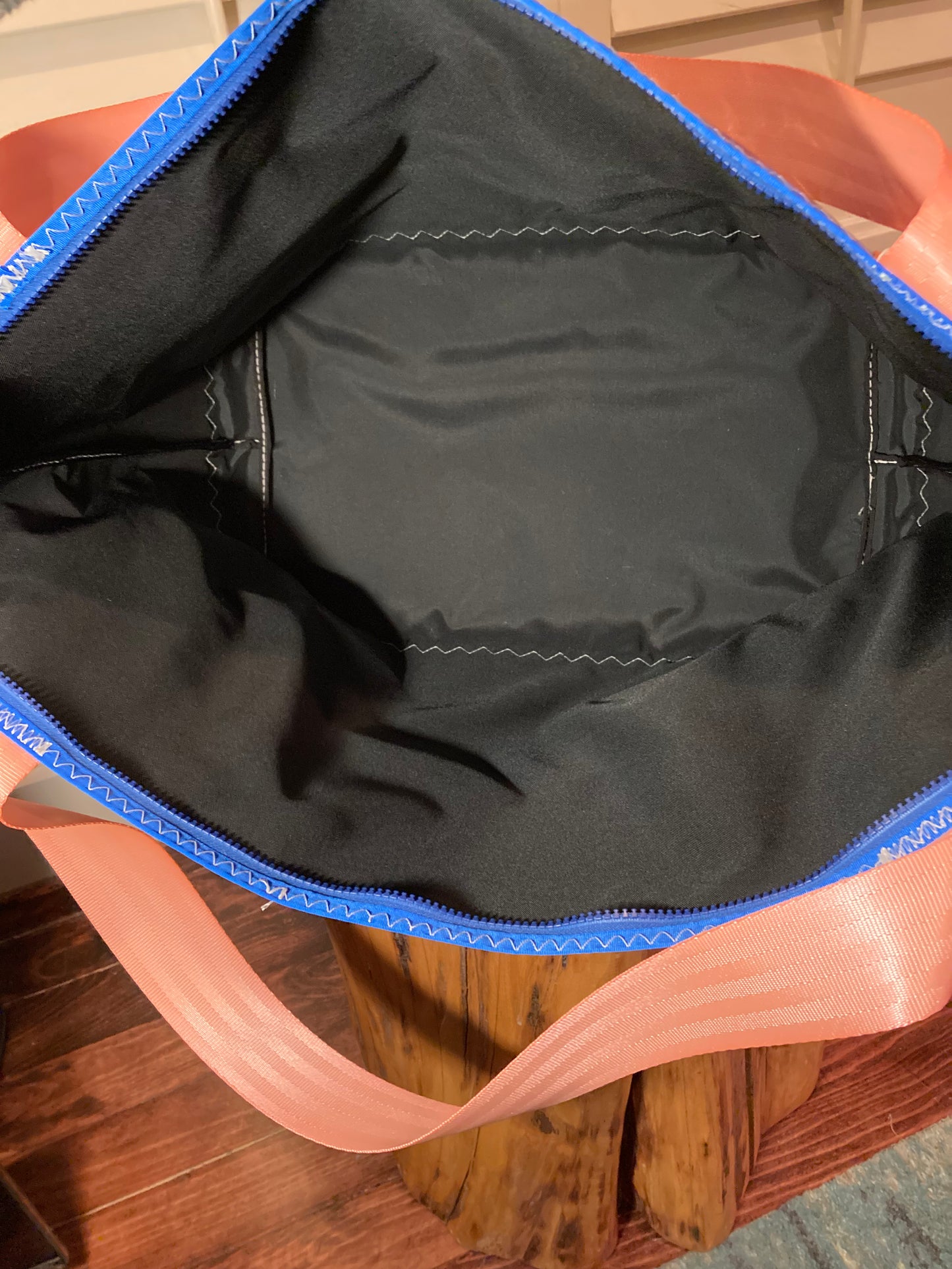 Stand up tote 167 blue peach and green