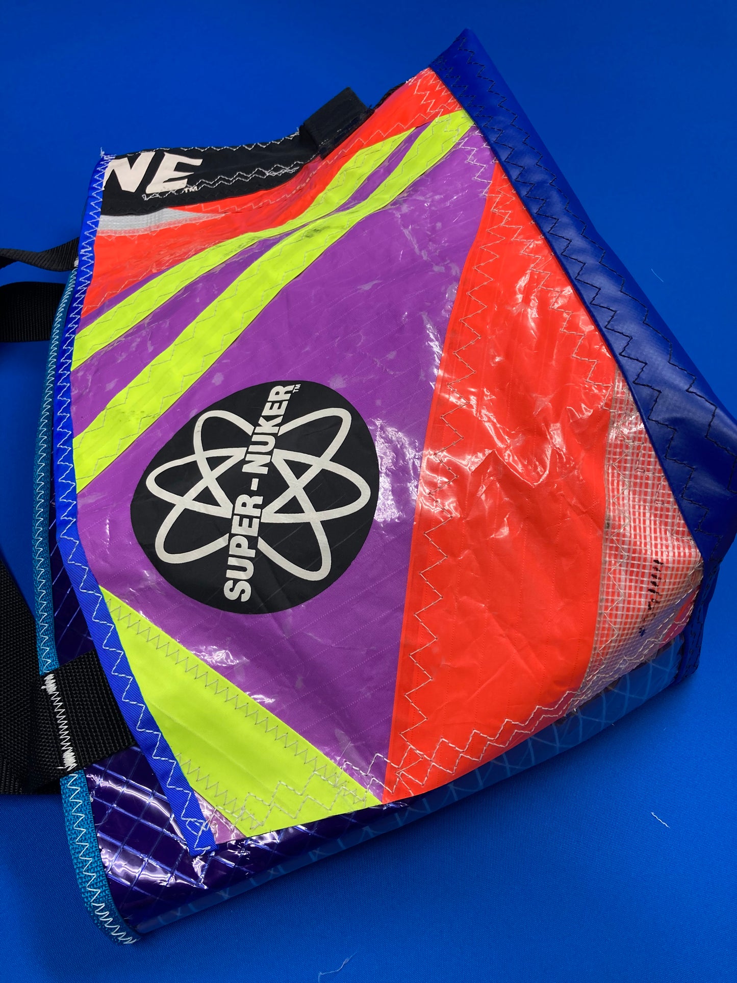 Stand up tote 179 purple blue  orange cinch top