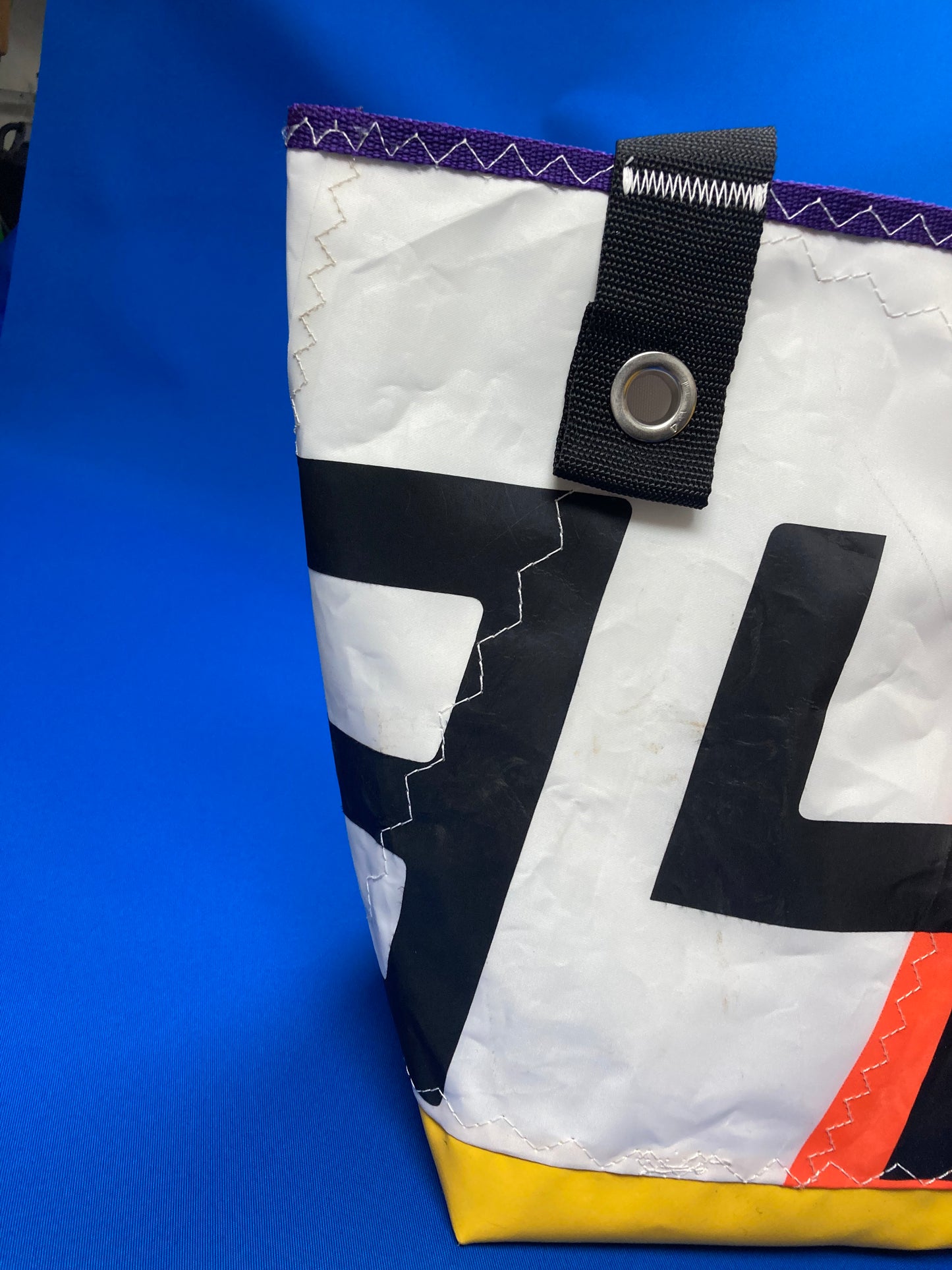 Stand up tote 169 prototype orange, white, yellow and black